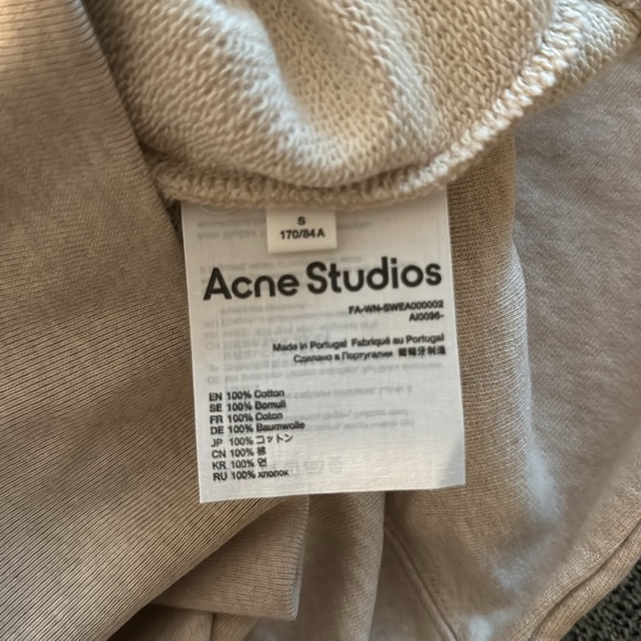 acne studios CREW NECK SWEATSHIRT - NWT- Unisex size small -  Oatmeal melange - Picture 8 of 10